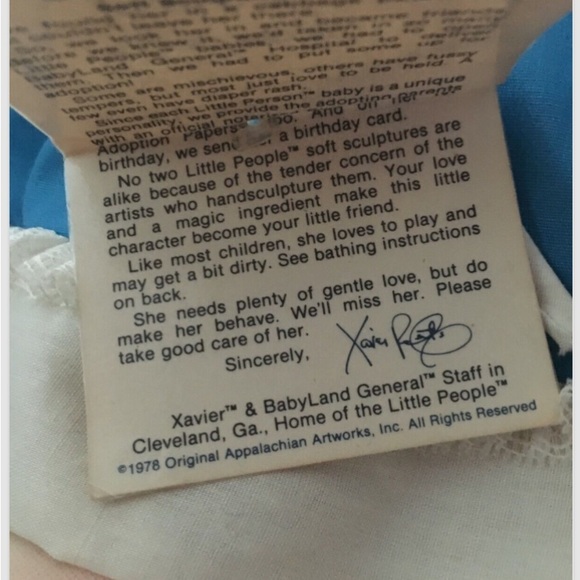 Vintage 1978 The Little People Xavier Roberts Soft Sculptures Cabbage Patch Doll - Picture 10 of 11